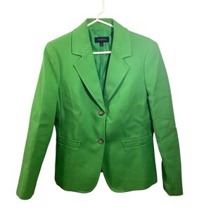 Talbots Women's Two Button Blazer Green Lined